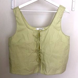 MANGO FRONT TIE POPLIN TOP SIZE L